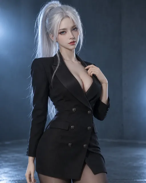 Adult anime-style silicone doll, 160 cm, white hair in a long high ponytail: illustrative photo for “UK doll prices”