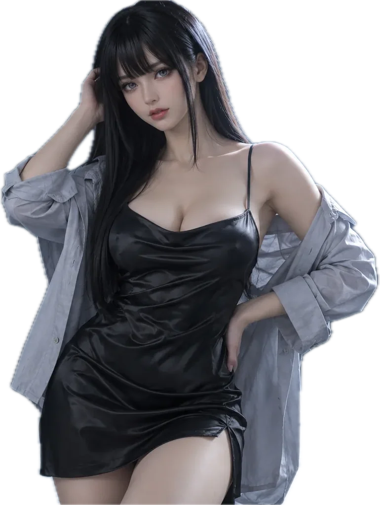 Adult anime-style TPE doll, 158 cm, long straight jet-black wig (illustrative photo)